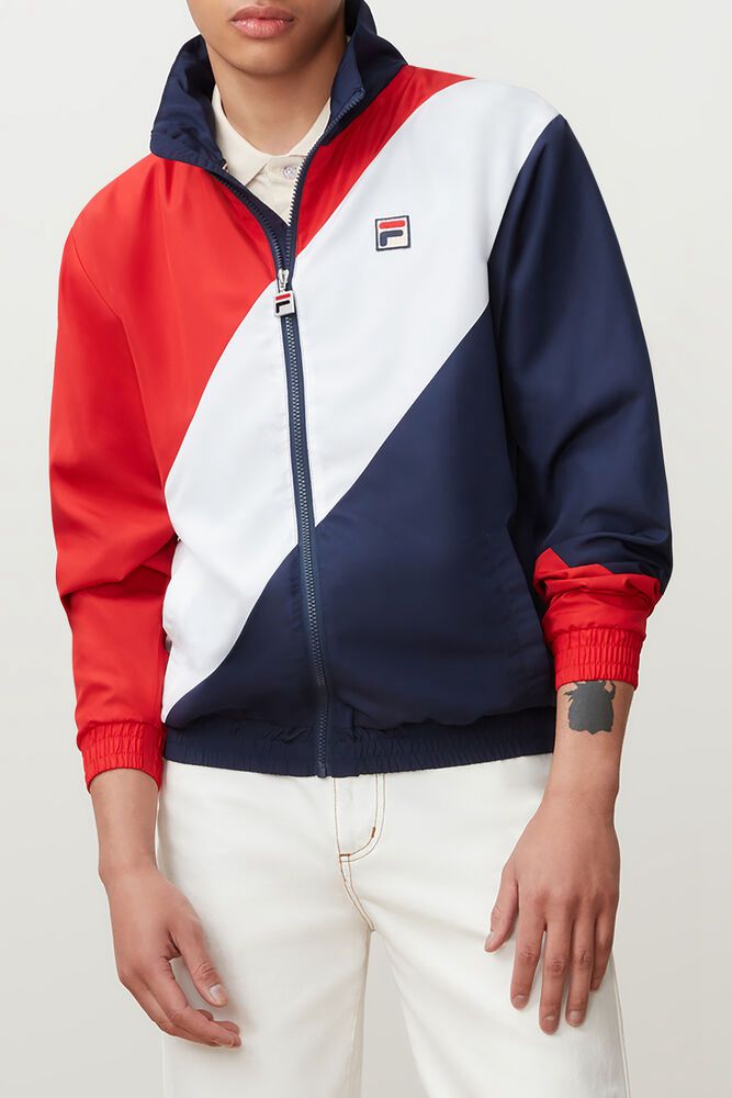 Jachete Fila Barbati Rosii/Bleumarin/Albi Cruz Windbreaker MGXO-54380